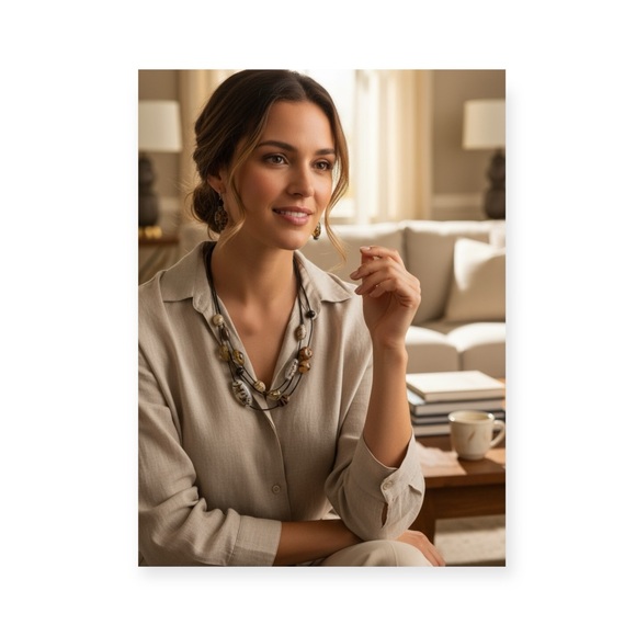 new Chico’s ꨄ Boho Glass Bead Beach Necklace + Earring Set ꨄ Animal Print ꨄ Chic - Picture 1 of 16